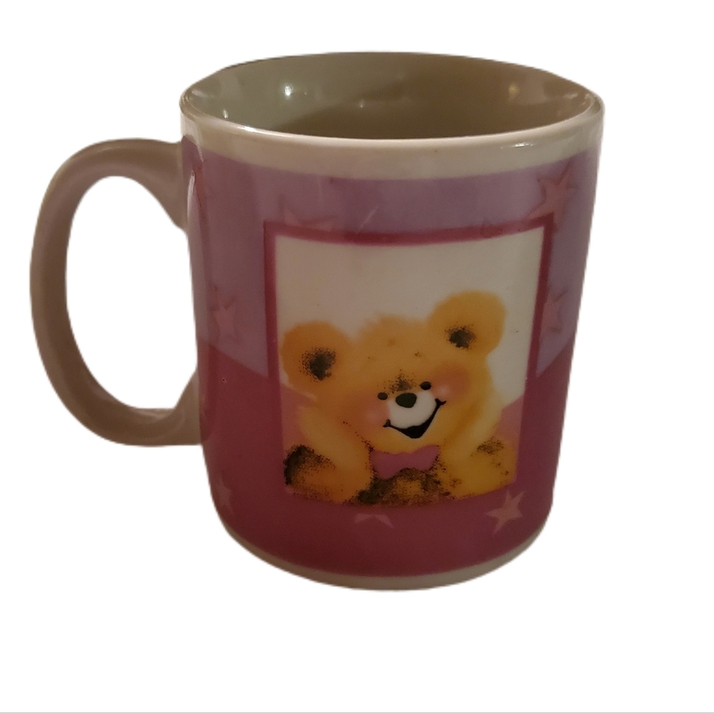 Small Teddy Bear Coffe Tea Expresso Hot Coco Mug Pink Yellow White Cute Gift